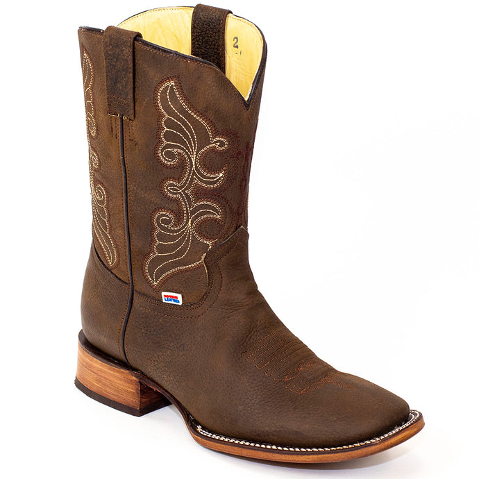 1102 - RockinLeather Men's Distressed Brown Square Toe Western Boot