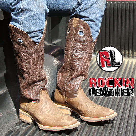 1121 - RockinLeather Men's Buckaroo Distressed Brown Western Boot