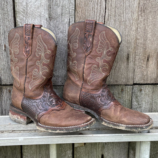 1127 - RockinLeather Men's Hand Tooled Overlay Western Boot