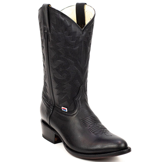 1146 - RockinLeather Men's Barcelona Black R Toe Western Boot