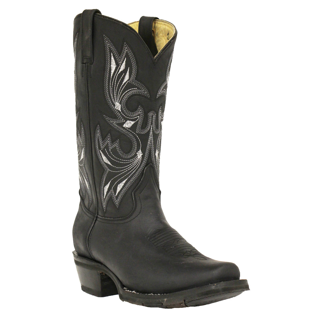1149 - RockinLeather Men's Black Oiled Narrow Square Toe