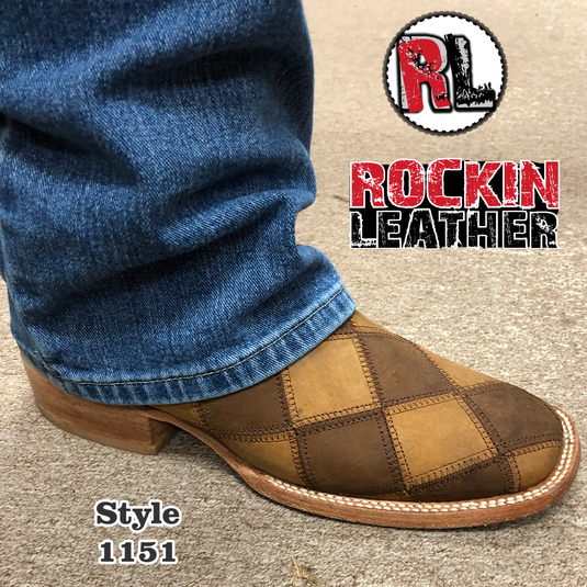 1151 - RockinLeather Men's Patchwork Leather Boot