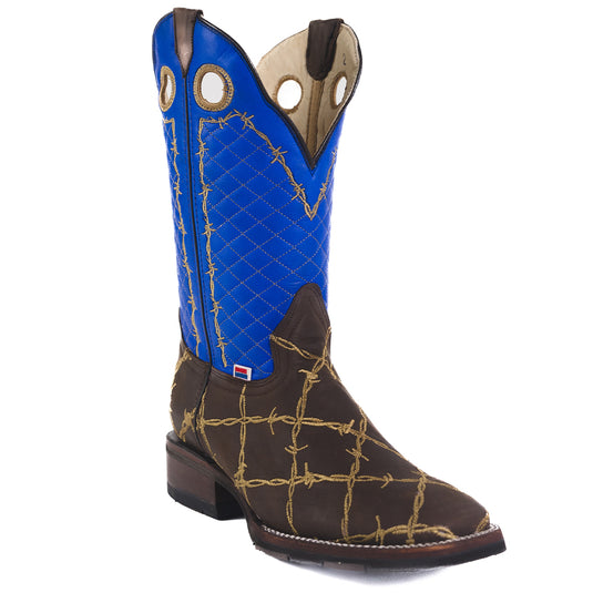 1154 - RockinLeather Men's Barbed Wire Square Toe Western Boot
