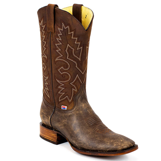 1170 - RockinLeather Men's Bomber Brown Square Toe Western Boot