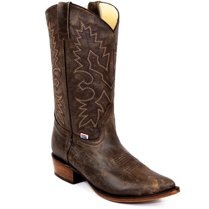 1172 - RockinLeather Men's Bomber Brown Pointed Toe Western Boot