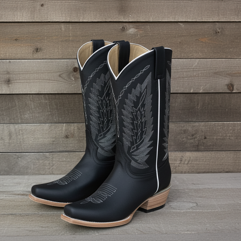 1236 - RockinLeather Men's Black Crazy Horse Narrow Square Toe Boot