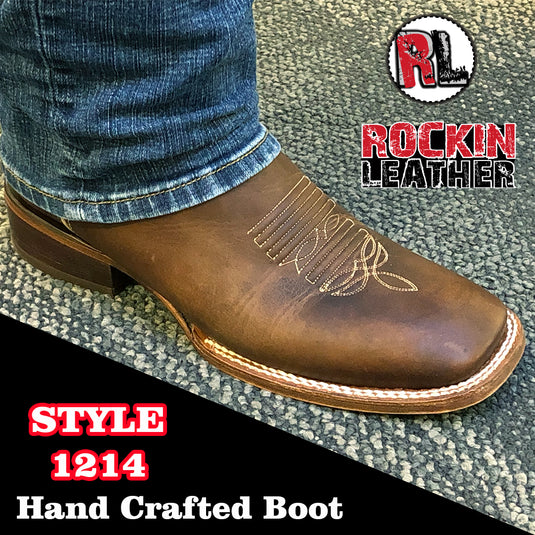 1214 - RockinLeather Men's Cognac Frida Cowhide Western Boot