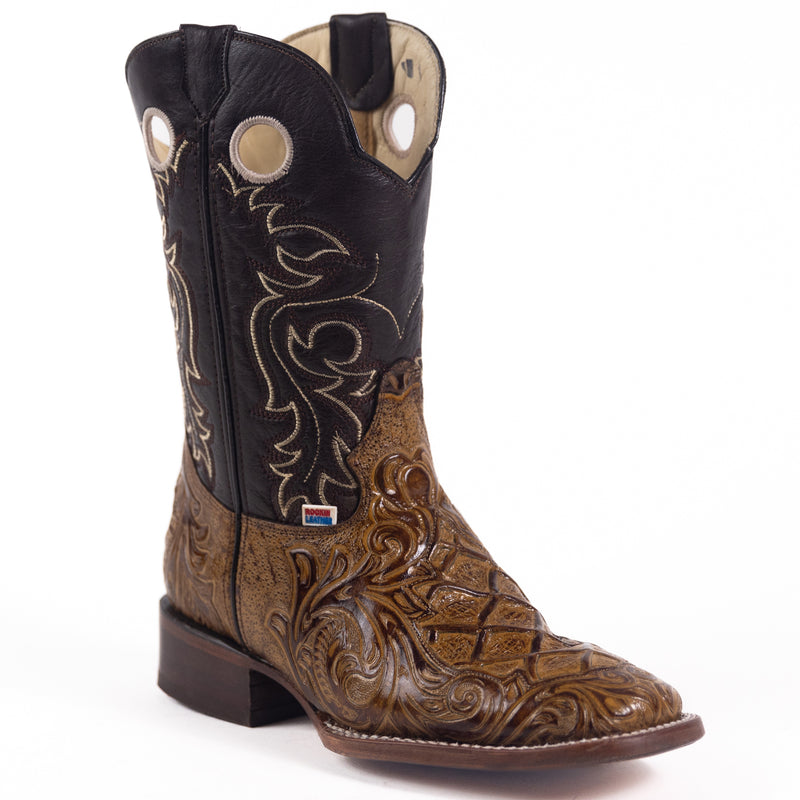 Load image into Gallery viewer, 1229 - RockinLeather Men&#39;s Capuccino Stamped Cowhide Leather Boot
