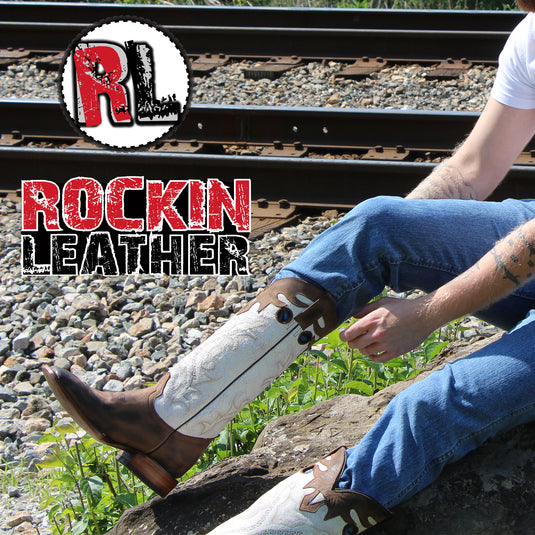 1587 - RockinLeather Men's Buckaroo Distressed Brown Western Boot