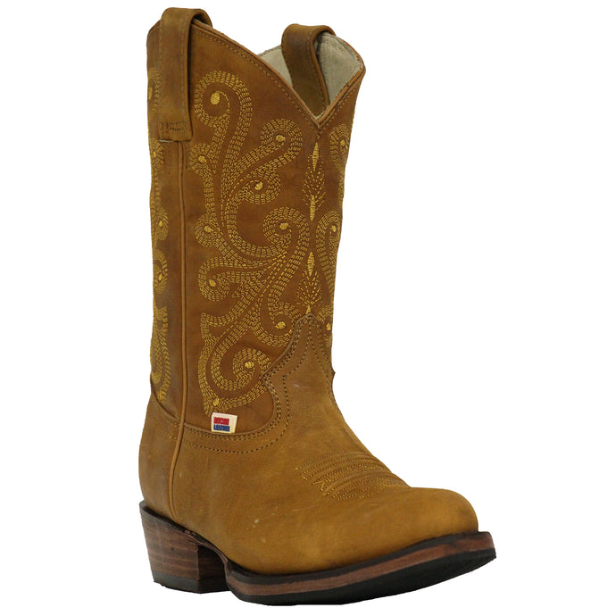 2102 - RockinLeather Womens Crazy Horse Round Toe Western Boot