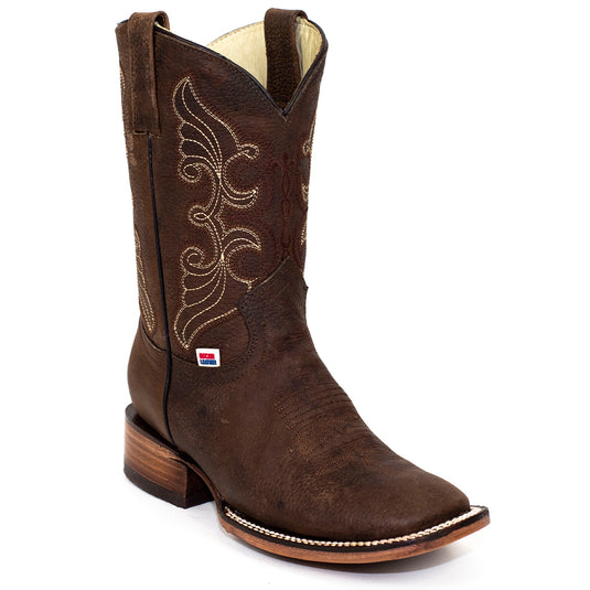 2105 - RockinLeather Women's Buffalo Brown Square Toe Western Boot