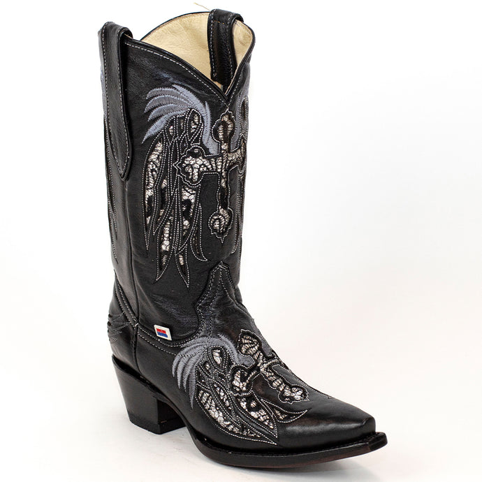 2139 - RockinLeather Women's Black Snip Toe Western Boot