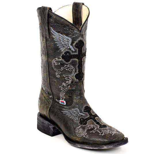 2146 - RockinLeather Women's Grey Crater Square Toe Western Boot