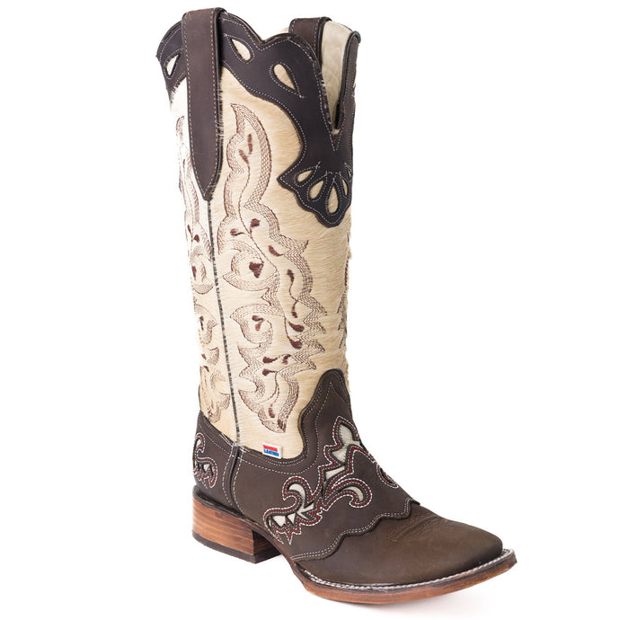 2157 - RockinLeather Women's Handcrafted Genuine Cowhair Leather with Overlay