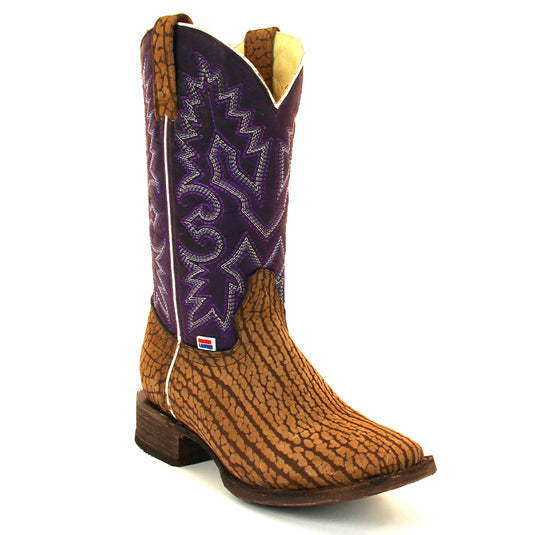2178 - RockinLeather Women's Sand Bull Hide w/ Purple Upper Western Boot