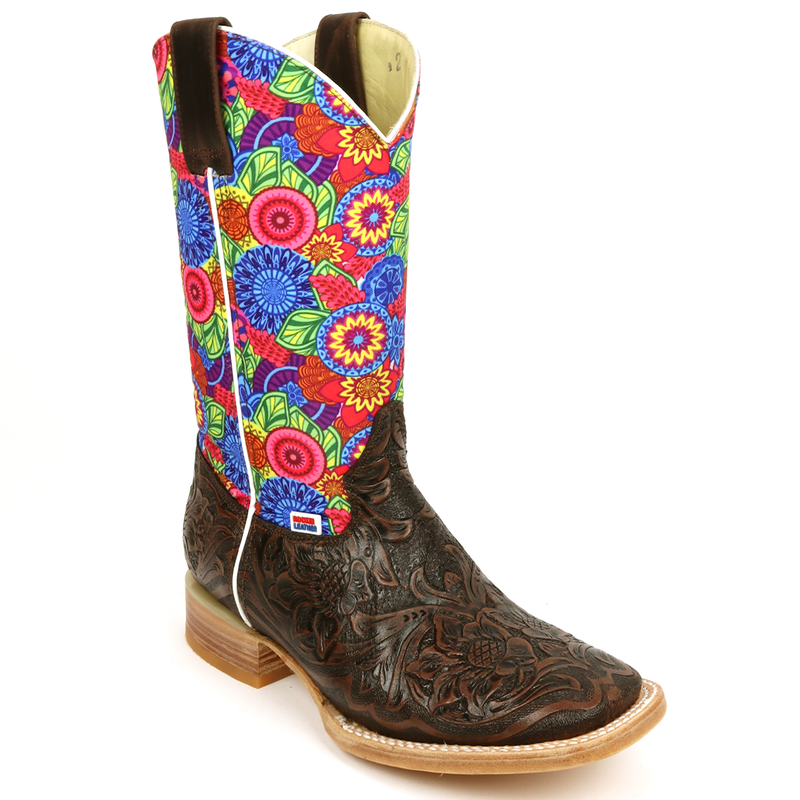 Load image into Gallery viewer, 2182 - RockinLeather Women&#39;s Floral Leather Stamped Western Boot
