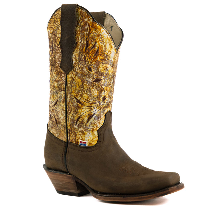 2198 - RockinLeather Women's Gaucho Brown Narrow Square Toe Western Boot