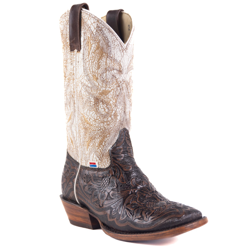 Load image into Gallery viewer, 2200 - RockinLeather Women&#39;s Floral Leather Stamped Western Boot

