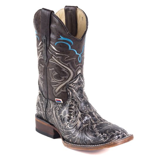 2202 - RockinLeather Women's Floral Leather Stamped Western Boot