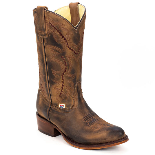 2560 - RockinLeather Women's Distressed Brown Western Boot With Round Toe