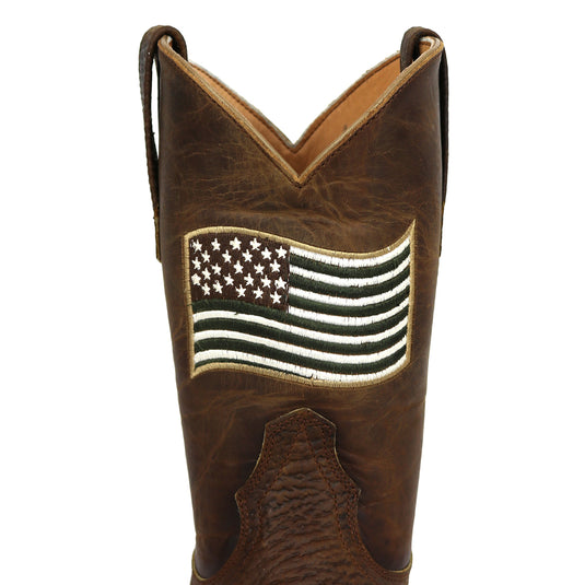 5017- RockinLeather Men's American Flag Steel Toe Work Boot