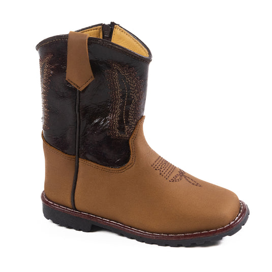 5501 T - RockinLeather Toddler Crazy Tabaco Cowhide Leather Boot