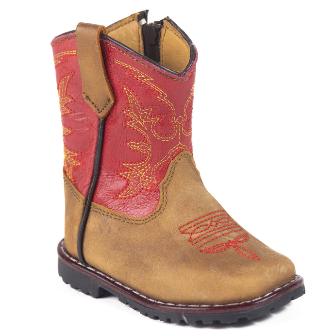 5508 T - RockinLeather Toddler Fuschia/Tabaco Cowhide Boot