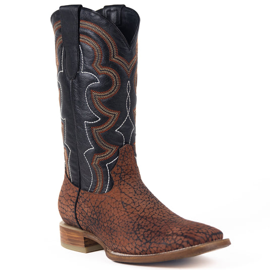 8023 - RockinLeather Men's Shedron Brown Buffalo Square Toe Western Boot
