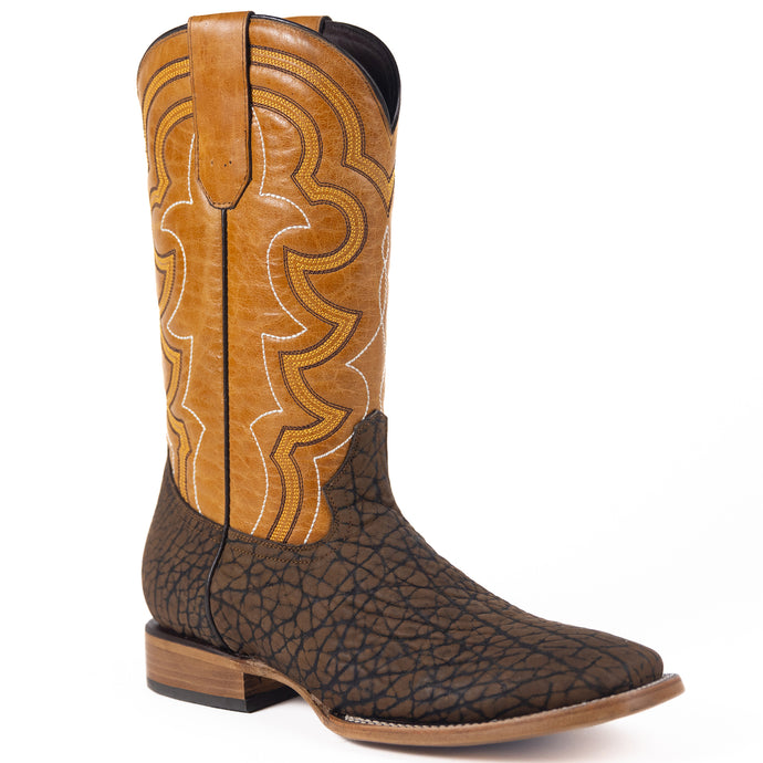8024 - RockinLeather Men's Chocolate Buffalo Square Toe Western Boot