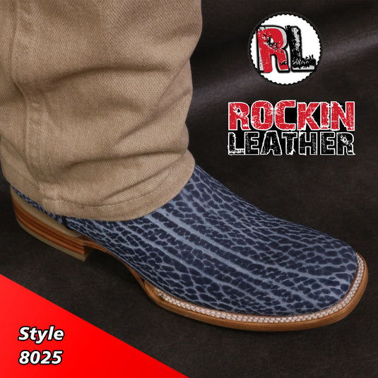 8025 - RockinLeather Men's Blue Buffalo Square Toe Western Boot