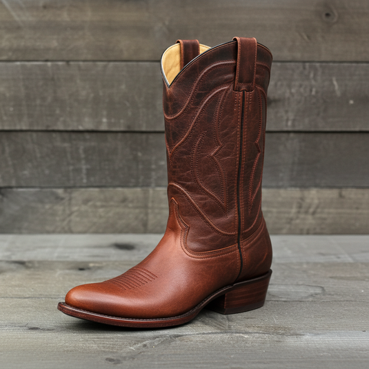 1252 - RockinLeather Men's Cognac Goat Western Boot With Pointed Toe