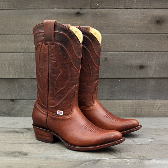 1252 - RockinLeather Men's Cognac Goat Western Boot With Pointed Toe