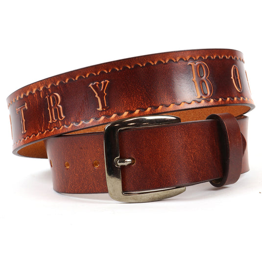 B1021 - RockinLeather Marbled Cowhide COUNTRY BOY Belt