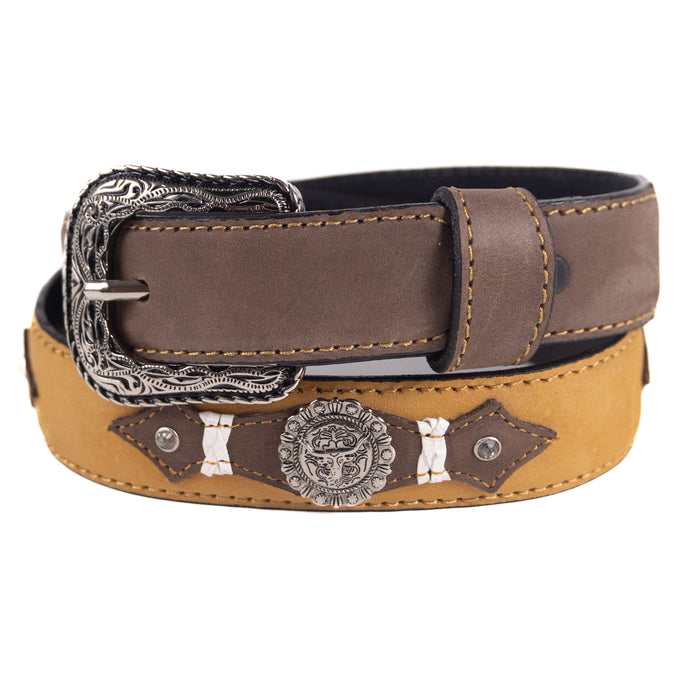 B1035 - RockinLeather Children's Brown & Tan Leather Belt