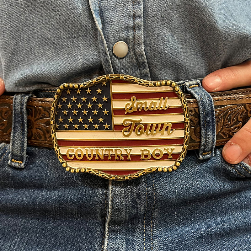 Load image into Gallery viewer, RLB005 - RockinLeather &quot;Small Town Country Boy&quot; Belt Buckle
