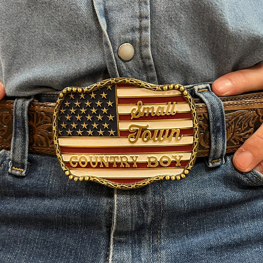 RLB005 - RockinLeather "Small Town Country Boy" Belt Buckle