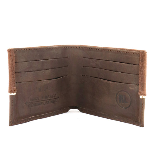 W148 - RockinLeather BiFold Wallet with Cowboy Prayer Leather Patch