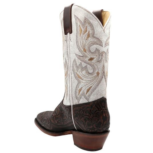 2200 - RockinLeather Women's Floral Leather Stamped Western Boot
