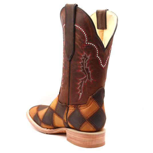 2201 - RockinLeather Women's Patchwork Square Toe Western Boot