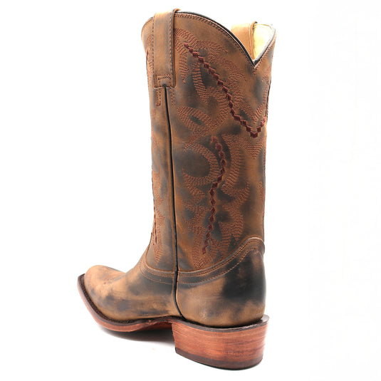 2560 - RockinLeather Women's Distressed Brown Western Boot With Round Toe