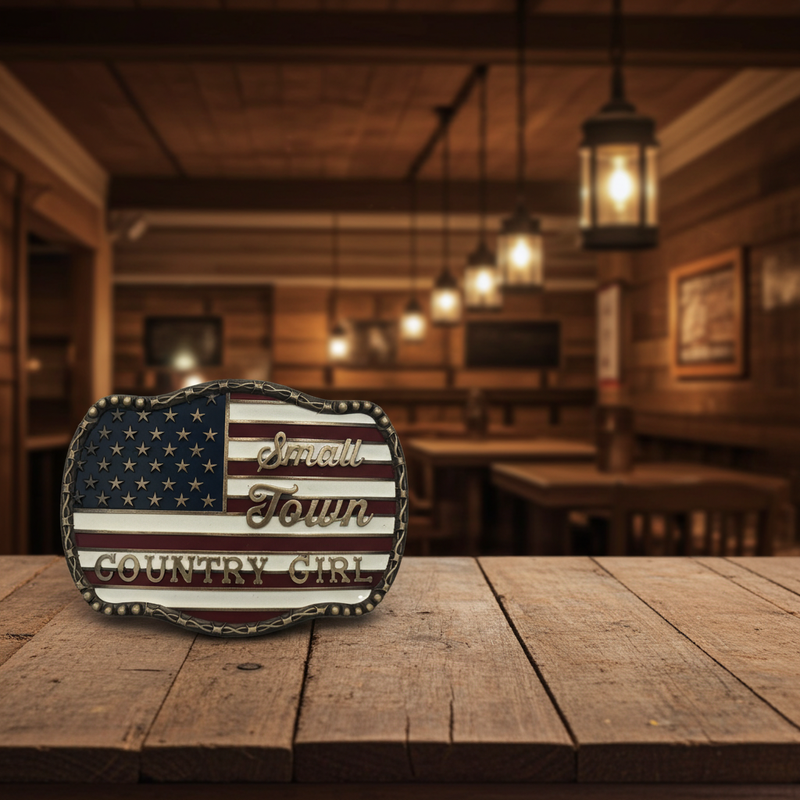 Load image into Gallery viewer, RLB006 - RockinLeather &quot;Small Town Country Girl&quot; Belt Buckle
