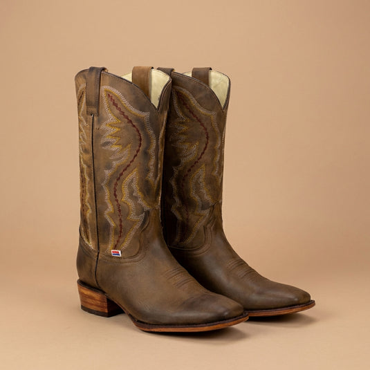 1576 - RockinLeather Men's Brown Distressed Western Boot W/ Square Toe