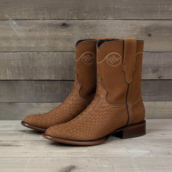 8031 - RockinLeather Men's Genuine Sanded Honey Python Boots With Zipper