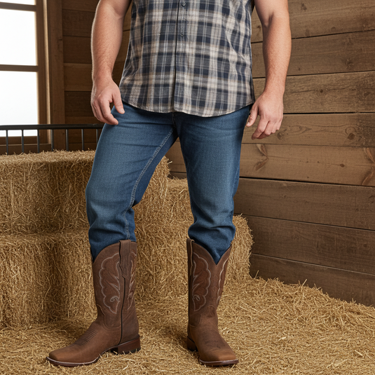 1806 - RockinLeather Men's Mad Dog Cowhide Western Boot With Square Toe