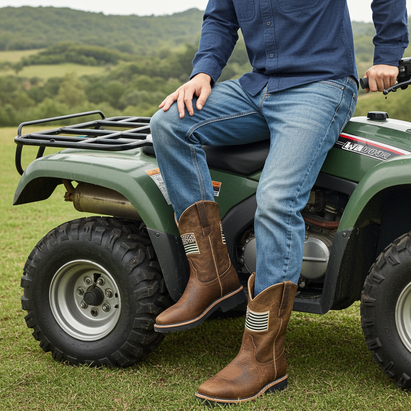 Load image into Gallery viewer, 5016 - RockinLeather Men&#39;s American Flag Soft Toe Work Boots
