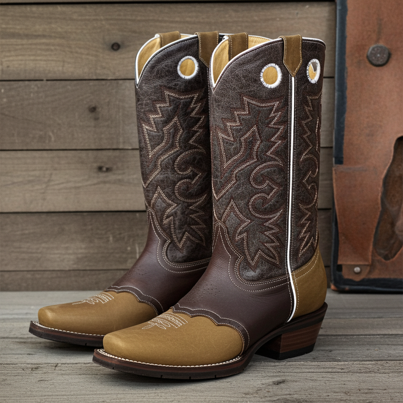 Load image into Gallery viewer, 1136 - RockinLeather Men&#39;s Distressed Brown Narrow Square Toe Western Boot With Overlay
