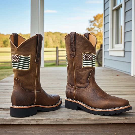 5016 - RockinLeather Men's American Flag Soft Toe Work Boots