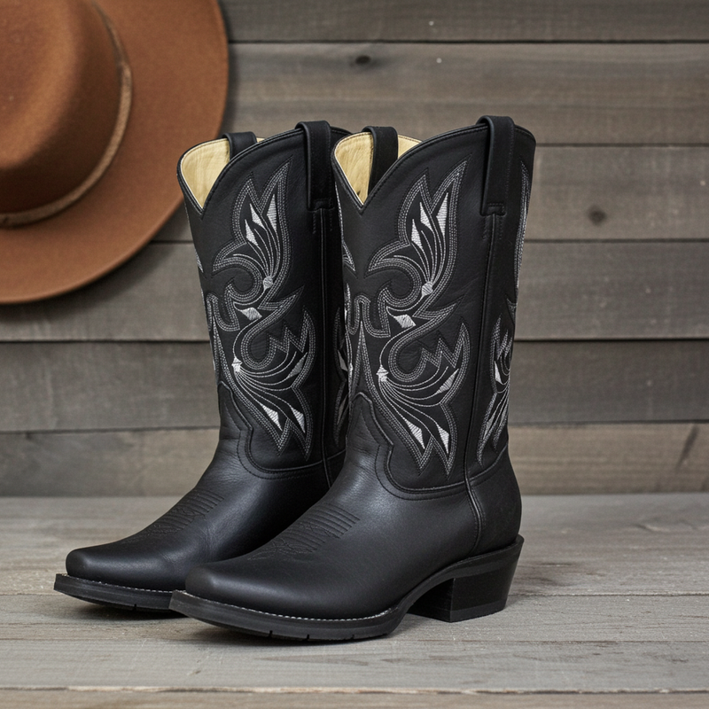Load image into Gallery viewer, 1149 - RockinLeather Men&#39;s Black Oiled Narrow Square Toe Western Boot
