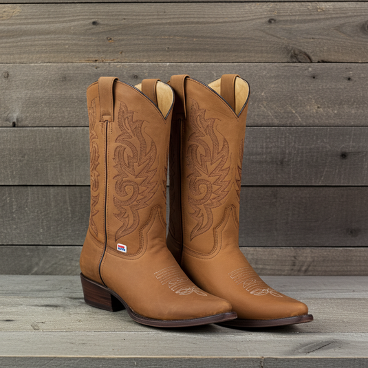 1247 - RockinLeather Men's Crazy Horse Tobacco Cowhide Western Boot With Pointed Toe