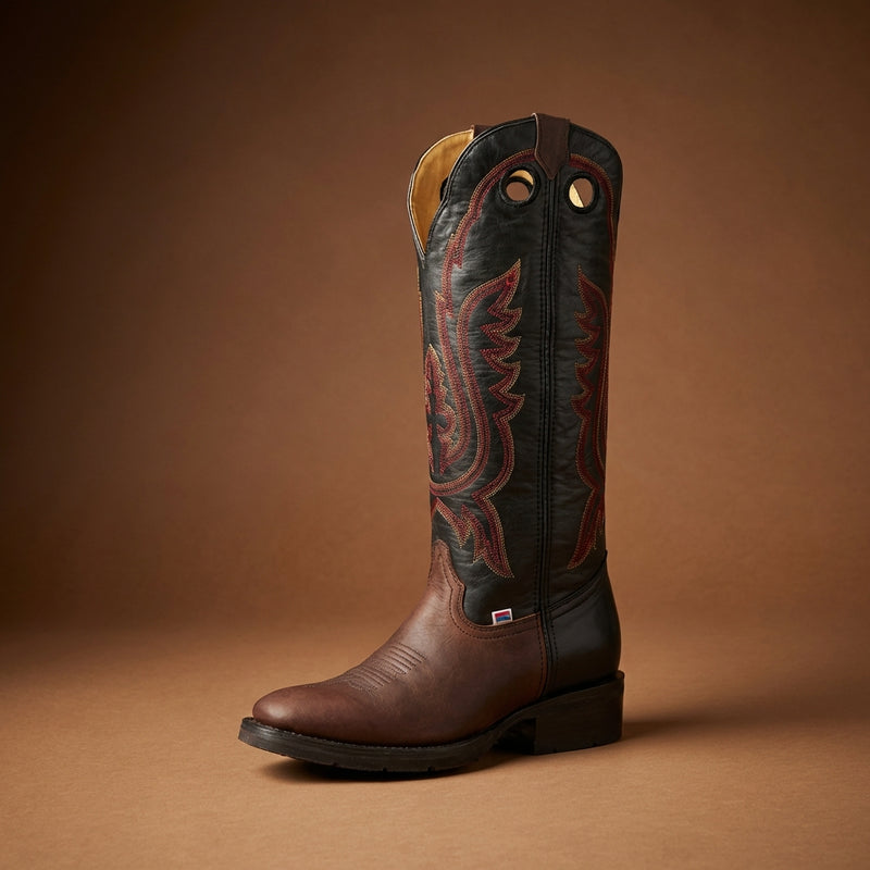 Load image into Gallery viewer, 1256 - RockinLeather Men's R Toe Buckaroo Distressed Brown Western Boot
